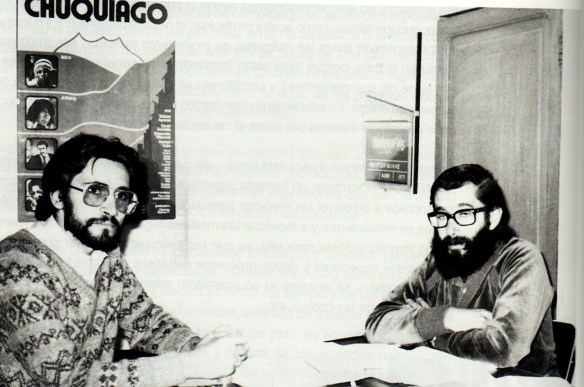 Carlos D. de Mesa Gisbert y Pedro Susz Kohl, directores ejecutivo de la Cinemateca en una fotografía de 1979